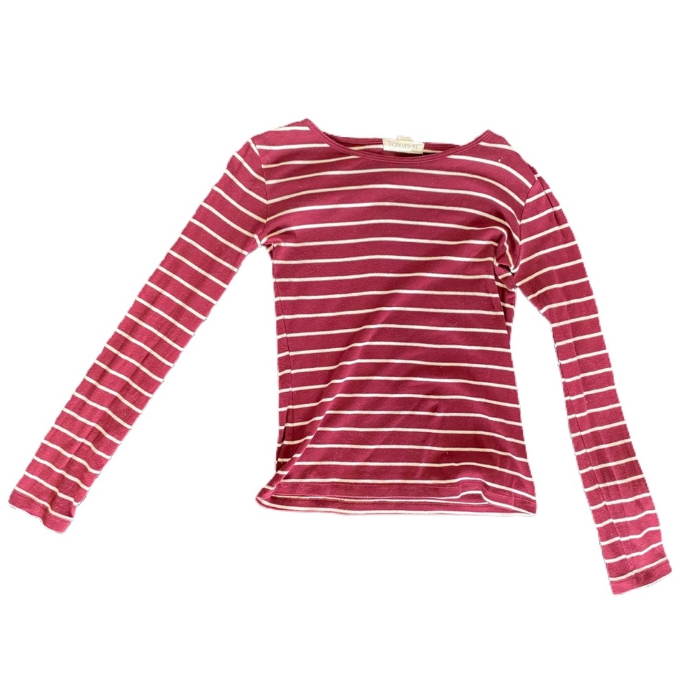 Maroon Striped Long Sleeve Top